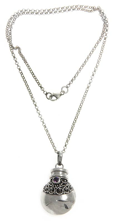 Amethyst pendant necklace, 'Arak Mystery' - Amethyst pendant necklace