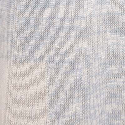 Pima cotton blend pullover, 'Sun Block' - Cream and Pale Blue Long Sleeve Pima Cotton Knit Pullover