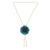 Gold plated natural rose lariat necklace, 'Garden Rose in Dark Blue' - Blue Natural Rose on a Gold-Plated Lariat Necklace