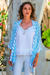 Rayon kimono, 'Azure Helix' - Printed Rayon Kimono in Azure from Bali