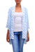 Rayon kimono, 'Azure Helix' - Printed Rayon Kimono in Azure from Bali