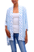 Rayon kimono, 'Azure Helix' - Printed Rayon Kimono in Azure from Bali