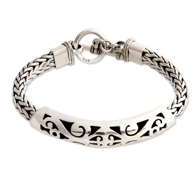 Sterling silver braided bracelet, 'Mystic Symbols' (6.5 inch) - Artisan Sterling Silver Braided Bracelet (6.5 inch)