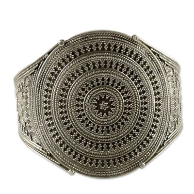 Sterling silver cuff bracelet, 'Galaxy' - Sterling Silver Cuff Bracelet from India