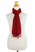 Silk scarf, 'Summer Ruby' - Coarse Textured Red Silk Scarf Handwoven in Thailand