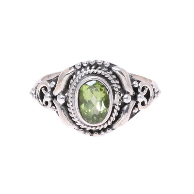 Peridot cocktail ring, 'Traditional Romantic' - Traditional Peridot Cocktail Ring from India