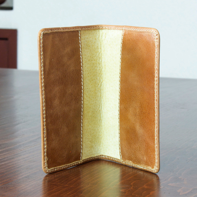 Leather passport case, 'Honey Camel' - Honey Camel Brown Leather Passport Case Handmade in Mexico