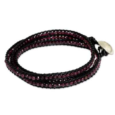 Garnet wrap bracelet, 'Love's Passion' - Garnet wrap bracelet