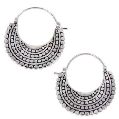 Artisan Crafted Sterling Silver Hoop Style Earrings