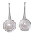 Cultured pearl drop earrings, 'Lunar Halo' - Unique Cultured Pearl and Silver Drop Earrings from Bali