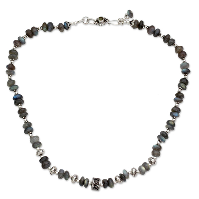 Labradorite beaded necklace, 'Shadow Allure' - Labradorite Beaded Strand Necklace