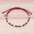Silver beaded bracelet, 'Inner Heart in Red' - Karen Silver Beaded Heart Bracelet in Red from Thailand