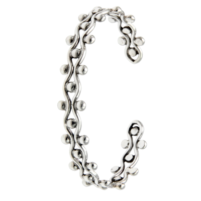 Sterling silver cuff bracelet, 'Floral Buds' - Sterling Silver Cuff Bracelet from Indonesia