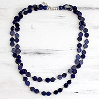 Lapis lazuli strand necklace, 'Blue Universe' - Lapis lazuli strand necklace