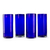 Blown glass highball glasses, 'Pure Cobalt' (set of 4) - Blue Handblown Glass Cocktail Drinkware (Set of 4)