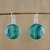 Malachite dangle earrings, 'Spirit Moon' - Rhodium Plated Malachite Dangle Earrings from Thailand