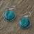 Malachite dangle earrings, 'Spirit Moon' - Rhodium Plated Malachite Dangle Earrings from Thailand