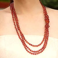 Carnelian beaded necklace, 'Sun Radiance' - Carnelian Beaded Necklace from Thailand