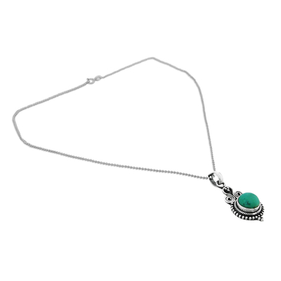 Collar colgante de plata esterlina - Collar de plata de primera ley color turquesa