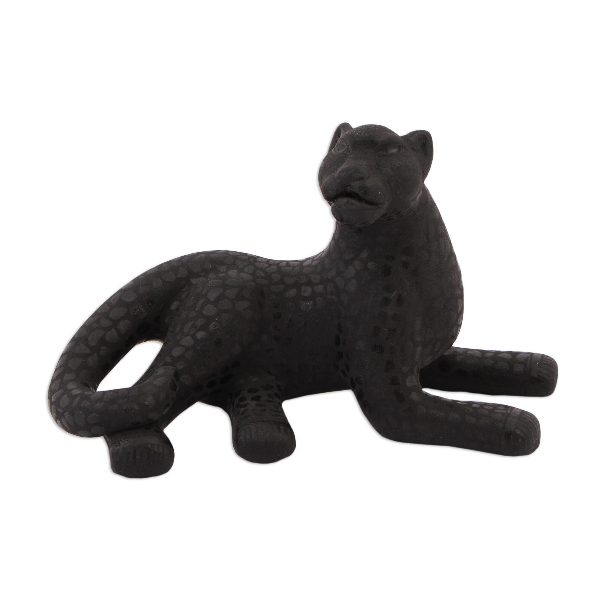 Barro Negro Ceramic Jaguar Sculpture from Mexico Reposed Jaguar NOVICA