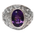 Amethyst men's ring, 'Benevolent Barong' - Barong Theme Men's Sterling Silver and Amethyst Ring thumbail