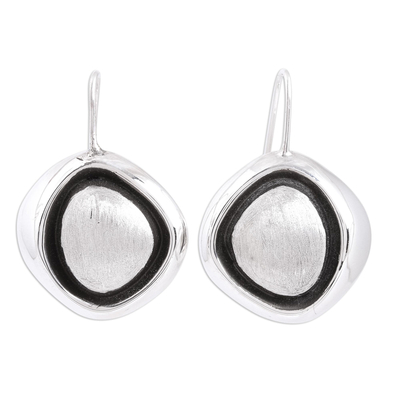 Sterling silver drop earrings, 'Abstract Eyes' - Abstract Sterling Silver Drop Earrings from Mexico