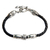 Leather braided bracelet, 'The Spirit of Peace in Black' (7 inch) - Sterling Silver and Braided Leather Bracelet (7 Inch)