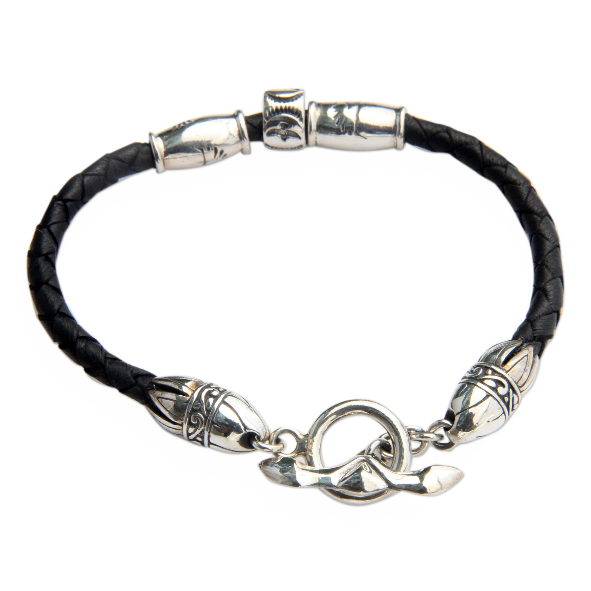Sterling Silver and Braided Leather Bracelet (7 Inch) - The Spirit of ...