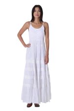 Cotton maxi dress, 'Lucknow Summer' - White Cotton Maxi Dress Handmade in India