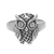 Sterling silver cocktail ring, 'Night King' - Sterling Silver Owl Cocktail Ring from India