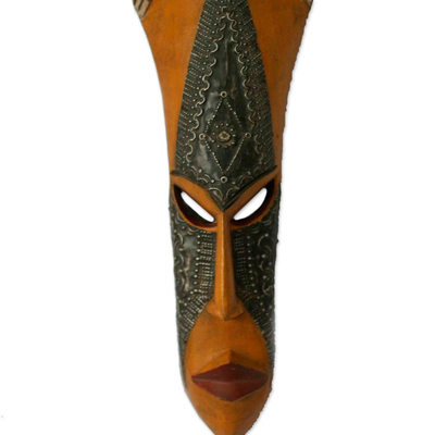Hausa wood African mask, 'Giving' - Hausa wood African mask