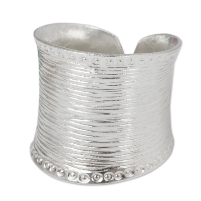 Sterling silver wrap ring, 'Hill Tribe Spectacular' - Sterling Silver Wide Wrap Ring Hand Crafted in Thailand