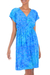 Batik rayon dress, 'Java Twilight' - Artisan Crafted Fresh Blue Batik Rayon Short Dress thumbail