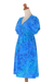 Batik rayon dress, 'Java Twilight' - Artisan Crafted Fresh Blue Batik Rayon Short Dress (image 2e) thumbail
