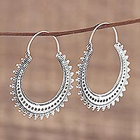 Sterling silver hoop earrings, 'Majestic Sunshine'