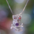 Garnet and amethyst pendant necklace, 'Wise Owl' - Sterling Silver and Amethyst Pendant Necklace (image 2) thumbail