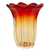 Art glass vase, 'Red Amber Flower' - Hand Blown Red and Yellow Art Glass Vase from Brazil