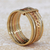 Gold band ring, 'Textured Paths' - Handcrafted 10k Gold Wide Band Ring from Brazil