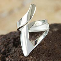 Sterling silver cocktail ring, 'Love Encounter' - Modern Sterling Silver Wrap Cocktail Ring