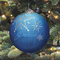 UNICEF glass holiday ornament, 'Peace Star' - UNICEF Glass Peace Star Holiday Ornament