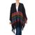 Zapotec cotton rebozo shawl, 'Zapotec Night Splendor' - Black Zapotec Rebozo Shawl with Colorful Geometric Stripes