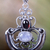 Rainbow moonstone and garnet pendant necklace, 'Arabesque' - Indonesian Sterling Silver and Rainbow Moonstone Necklace (image 2c) thumbail