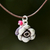 Amethyst and ruby pendant necklace, 'Rose of Sharon' - Pendant Choker with Silver Flower and Amethyst (image 2) thumbail
