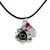 Amethyst and ruby pendant necklace, 'Rose of Sharon' - Pendant Choker with Silver Flower and Amethyst (image 2a) thumbail