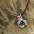 Amethyst and ruby pendant necklace, 'Rose of Sharon' - Pendant Choker with Silver Flower and Amethyst (image 2c) thumbail