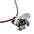 Amethyst and ruby pendant necklace, 'Rose of Sharon' - Pendant Choker with Silver Flower and Amethyst (image 2f) thumbail