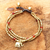 Carnelian beaded bracelet, 'Thai Elephant Charm' - Brass Bracelet Carnelian Gems Beaded Jewelry (image 2) thumbail