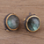 Gold accented labradorite button earrings, 'Radiant Unity' - Gold Accent Labradorite and Sterling Silver Button Earrings (image 2) thumbail
