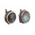Gold accented labradorite button earrings, 'Radiant Unity' - Gold Accent Labradorite and Sterling Silver Button Earrings thumbail