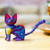 Alebrije sculpture, 'Springtime Cat' - Hand Crafted Purple Wood Kittycat Folk Art Sculpture (image 2) thumbail